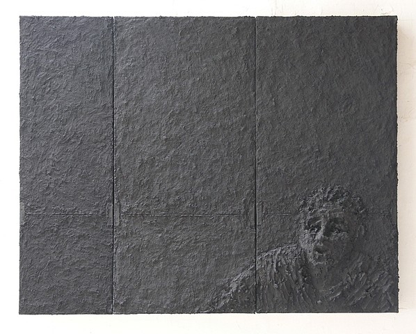 Gilda Pervin
Caught, 2005
Portland cement, sand, acrylic paint, metal brackets on wood, 80 x 60 x 15 in.