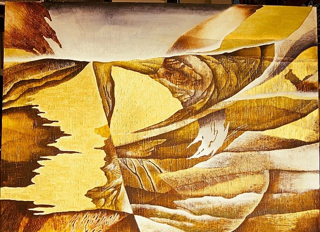 Sikarej Siripaibulya
Landscape of Life, 2004
acrylic color, gold leaf, 90 x 120 cm