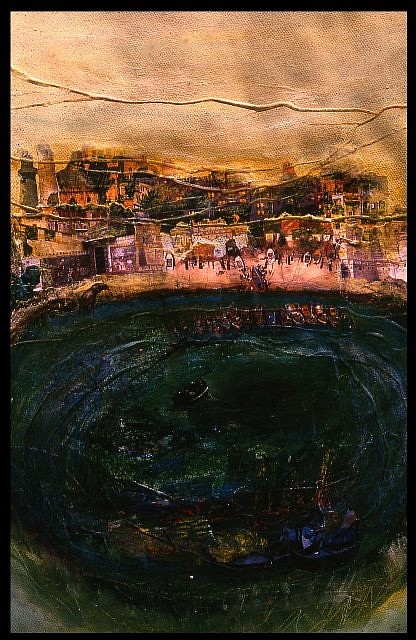 Raffic Ahamed
The Great Bath, 2006
mixed media collage, 24 x 30 in.