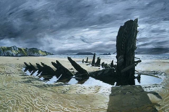 Huw Parsons
On Rhossili Beach, 1995
oil on board, 51.4 x 36.5 cm