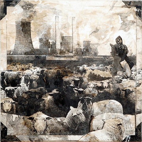 Daniel Pittman
Sheep (American Album Series), 2010
Collage - paper, paint, coffee, 30 x 30 in.