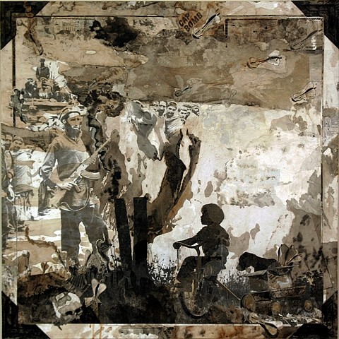 Daniel Pittman
Innocence or Ignorance (American Album Series), 2010
Collage - paper, paint, coffee, 30 x 30 in.