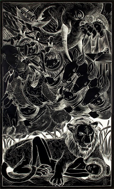 Ellen Raquel LeBow
Revelation Deluge, 2008
ink on clayboard, 62 x 38 in.