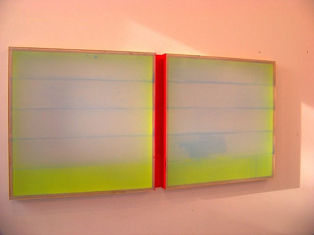 Heather Hutchison
Greener Pastures, 2010
plexiglass, aluminum, enamel, birch plywood, beeswax, pigment, 30 x 62 x 2 1/2 in.
