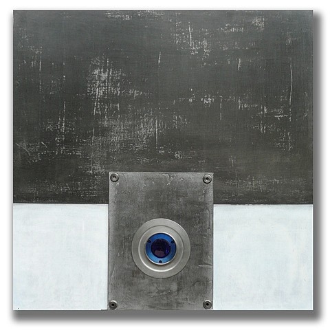 Mauricio Morillas
Blue Lens, 2010
mixed media with metal, plaster, acrylic, graphite and resin on wood, 24 x 24 in.