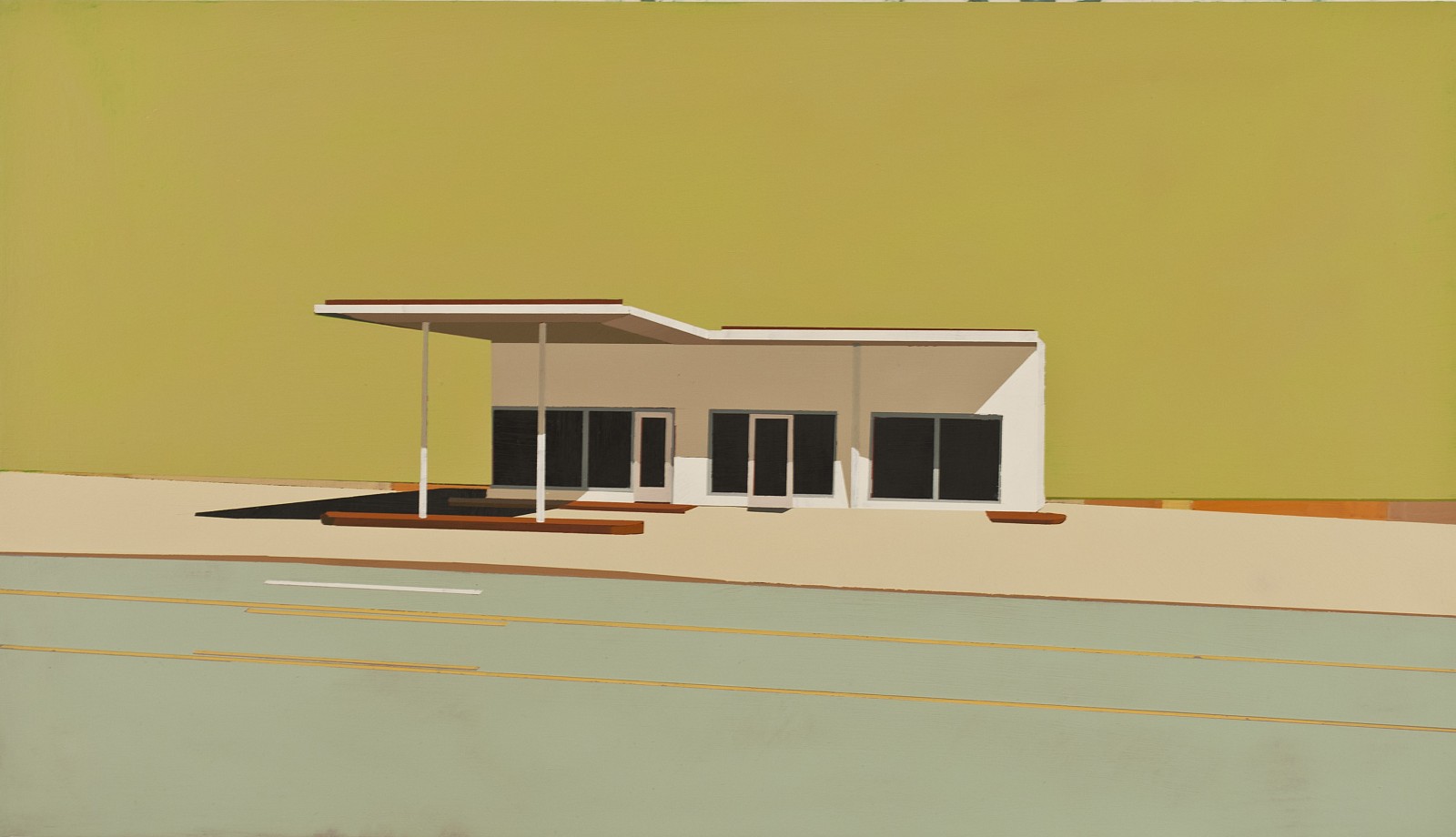 Mark Bradley-Shoup
Honey Suckle Bloom Gas Station in Sea Urchin, 2012
oil on panel, 12 x 21 in.