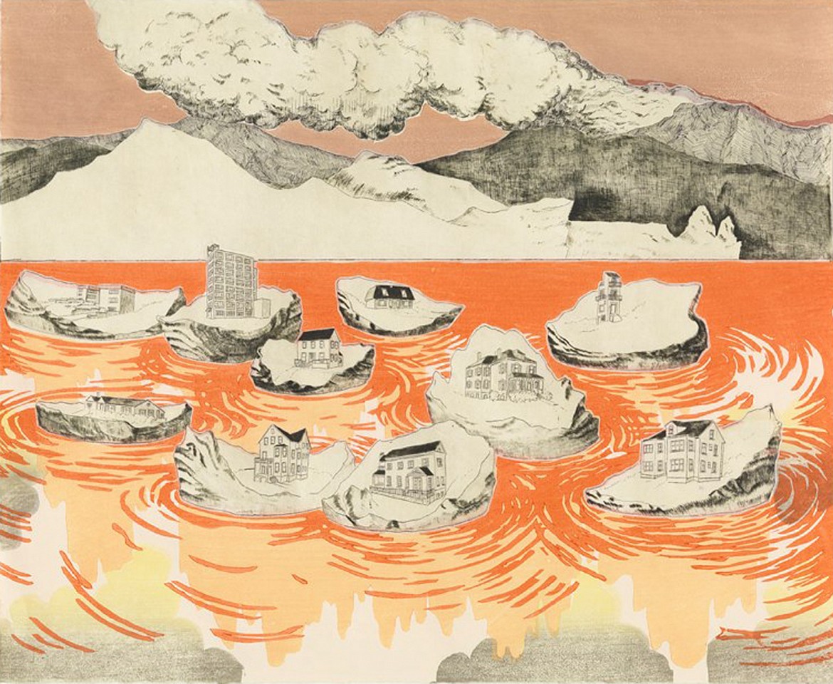 Serena Perrone
Settlements, 2010
7-color moku hanga, etching drypoint, chine colle, 16 x 20 in.