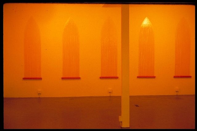 Seyed Alavi
Untitled, 1988
honey painted on the wall, 24 x 84 in.
