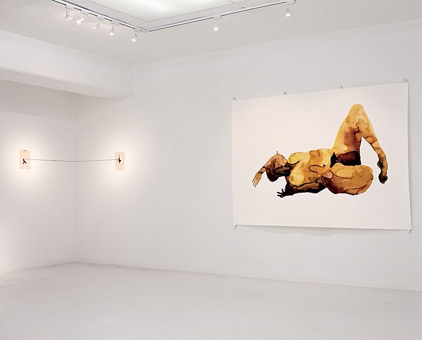 Senam Okudzeto
(left, details) All Facts Have Been Changed to Protect the Ignorant, Untitled, (Large Reclining Nude), All Facts, 2001-2006; Large Reclining Nude, 2002-2003
All Facts: acrylic ink on silver wash rice paper; Large Nude: acrylic ink on paper, All Facts: two pages, 26 x 20 cm each; Large Nude: 2,008 x 160 cm