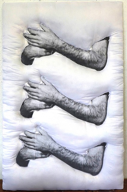 Golnar Adili
Embrace, 2013
Batting, fabric, print on paper and wood, 20 x 32 x 3 in.