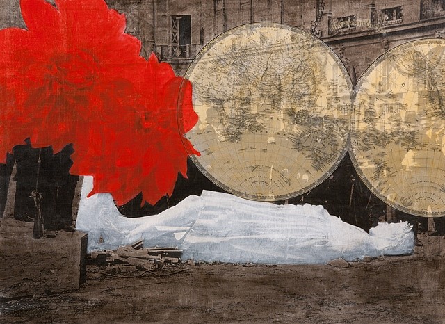 Dread Scott
Vendome Column, Toppled, 1871, 2011
acrylic and xerox transfer on canvas, 32 1/4 x 44 1/4 in.