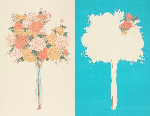 Seongmin Ahn
Portrait of Peony (blue pair), 2013
ink and color on mulberry paper, 41 x 27 in.