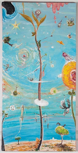 Peter Burns
Jacobs Beanstalk, 2013
oil and sequins on canvas, 60 x 25 cm