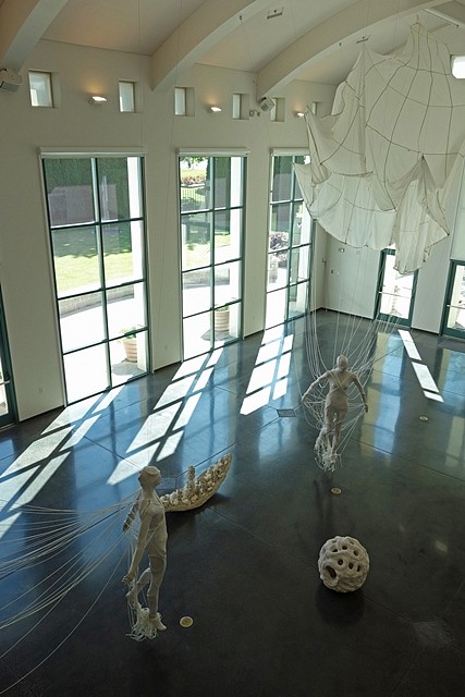 Kahn and Selesnick
Martian Landing Installation, 2013
parachutes, cord, cement, crystals, tin and lycra, 40 x 60 x 30 ft.