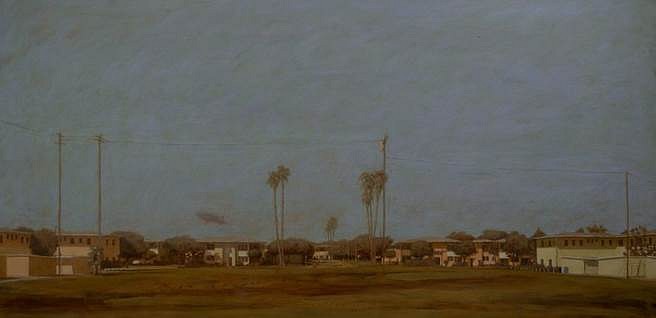 Brian Reynolds
The Rise of the Blimp/Condemned Building Series, 2011
oil on canvas panel, 18 x 36 in.