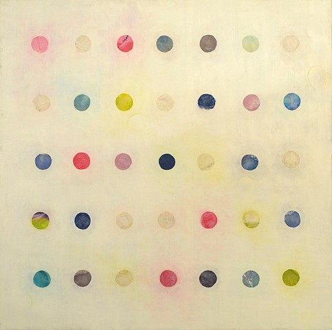 Tracey Adams
(r)evolution 1, 2014
pigmented beeswax, oil and collage on panel, 40 x 40 in.