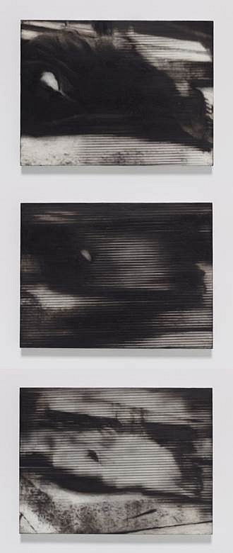 Raha Raissnia
Lux, 2014
oil and gesso on wood, Tryptych, each panel = 12 x 16 inches