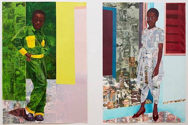 Njideka Akunyili Crosby
The Beautyful Ones Series 1b and 2, 2012-13
acrylic, colored pencils, pastels and transfers on paper, 5.1 x 3.5 feet