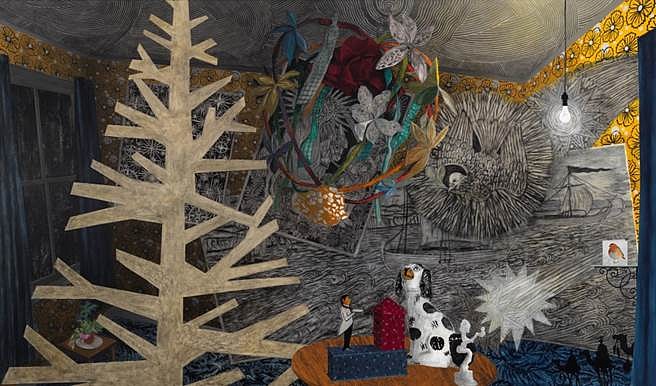 Hanlyn Davies
Holy Night Watch: The Joy of False Positives, 2013
acrylic, charcoal, and graphite on canvas, 78 x 132 in.