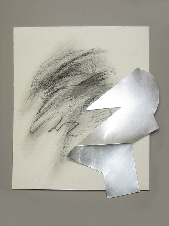 Marion Lane
Vignette, 2014
shaped sheet aluminum and charcoal on canvas, 19 x 17 in.