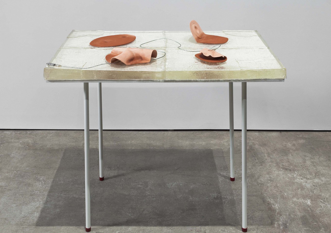 Alisa Baremboym
Leakage Industries: Clear Conduit, 2012
Gelled emollient, unglazed ceramic, usb cable with gender changers, flash drive, hardware, 40 x 32 x 48 in.
