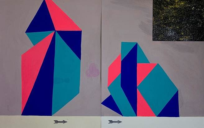 Michelle Weinberg
Monuments (diptych), 2014
gouache and rubber stamps on paper, 10 x 16 in.