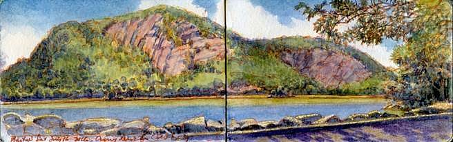 James Lancel McElhinney
Sleepy Hollow, 2016
Watercolor and pigment pen on Moleskine watercolor journal, 3 1/2 x 10 in.