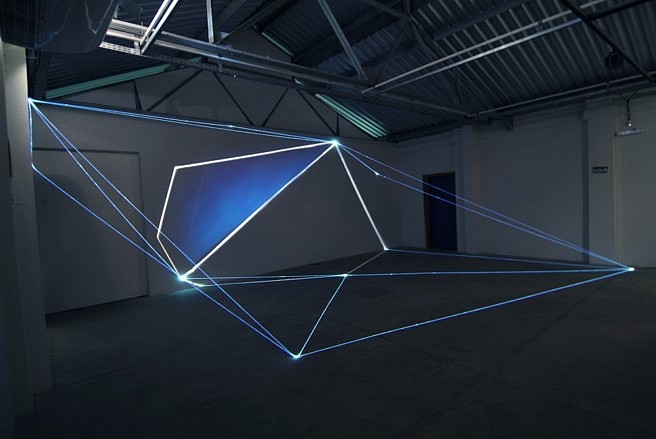 Carlo Bernardini
Ligh Tension (at Funarte, FAD Festival de Arte Digital, Belo Horizonte), 2012
optic fibers, video, light projection, 10 x 38 x 26 feet