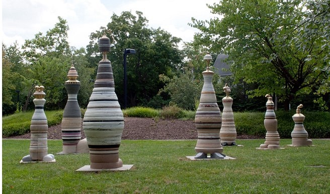 Don Porcaro
Talisman 15, 2015
marble, stone, and brass, installation view, Visual Arts Center of NJ, sizes variable