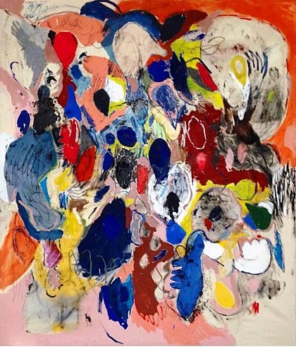 Emanuel Torres Pérez
la mano es también una flor II, 2017
oil, acrylic, charcoal, enamel on canvas, 66 x 77 in.