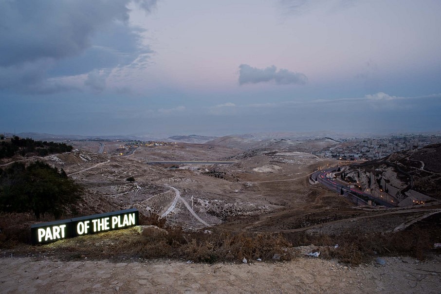 Shimon Attie
PART OF THE PLAN, 2014
Two on-location custom made light boxes, looking onto occupied West Bank from Mount Scopus, Jerusalem, 15 x 48 inches and 15 x 90 inches