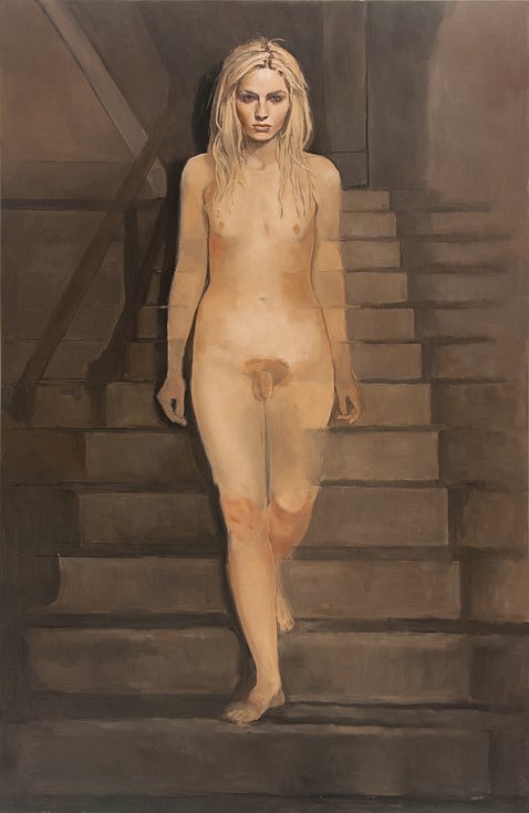 Kathleen Gilje
Portrait of Andres, Male Model, as Nude Descending a Staircase after Gerhard Richter, 2012
oil on linen, 78 1/2 x 51 1/2 in.