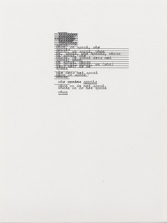 Marianne Holm Hansen
From :Typing (not Writing)", 2011 - ongoing, 2014
typewriter on paper, 7 x 8 in.
