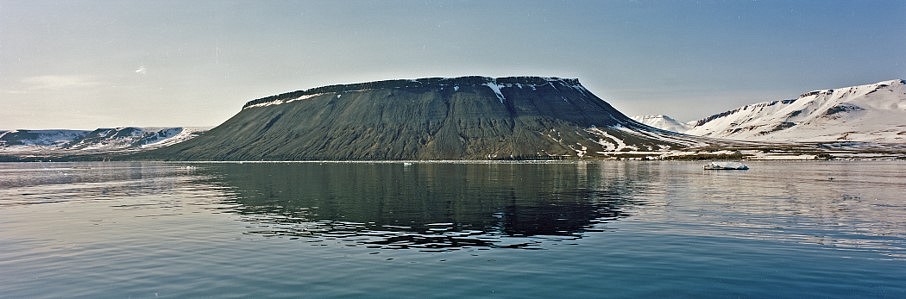 Stuart Klipper
Table mountain, Billiefjorden, Svalbard, 2016
Color photograph, 18 x 54 in.