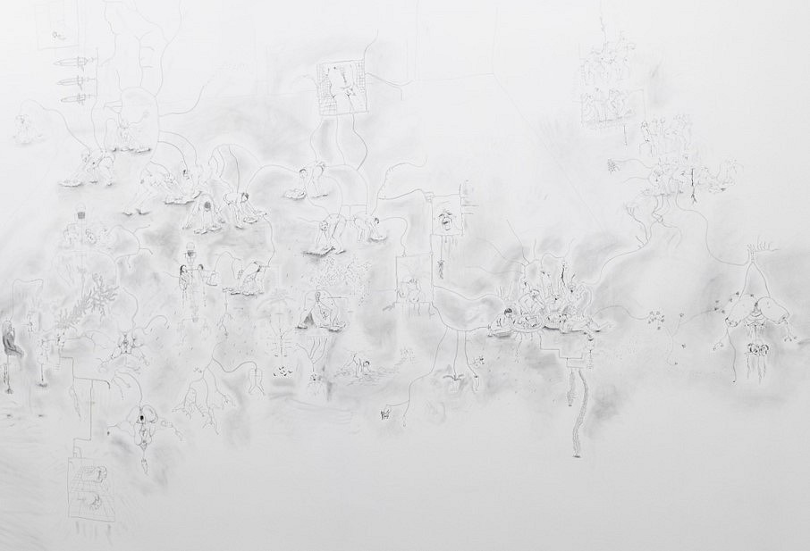 Benni Bosetto
Cleaning (detail), 2019
pencil on wall (a project by Artissima, Turin), environmental dimensions