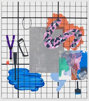 Melissa Gordon -&nbsp;Une Femme Pendue (Female Readymade: Suspenders, Saws, Dots, Paintbrush and Spatula, Test Painting)