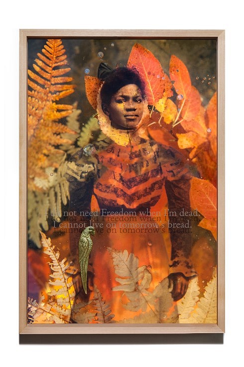Daesha Devón Harris
I do not need Freedom when I’m dead. I cannot live on tomorrow’s bread.
Just Beyond the River: A FolkTale, 2017
chromira print and letter opener in hardwood box with etched glass, 31 x 21 in.