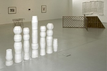 Andrea Pichl - Exhibition view with the works from "widerstreben" ("resist") and "eine Norm" ("one Norm") in: "Complax. Of the spaciality of the division of space", solo show at Museum dkw; Brandenburg State Museum, Cottbus, 2019