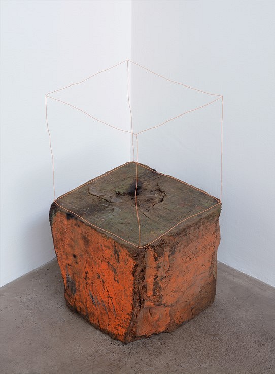 Maggie Madden
the weight of a shadow, 2016
orange telephone wire, found wood, 56 x 28 x 29 cm