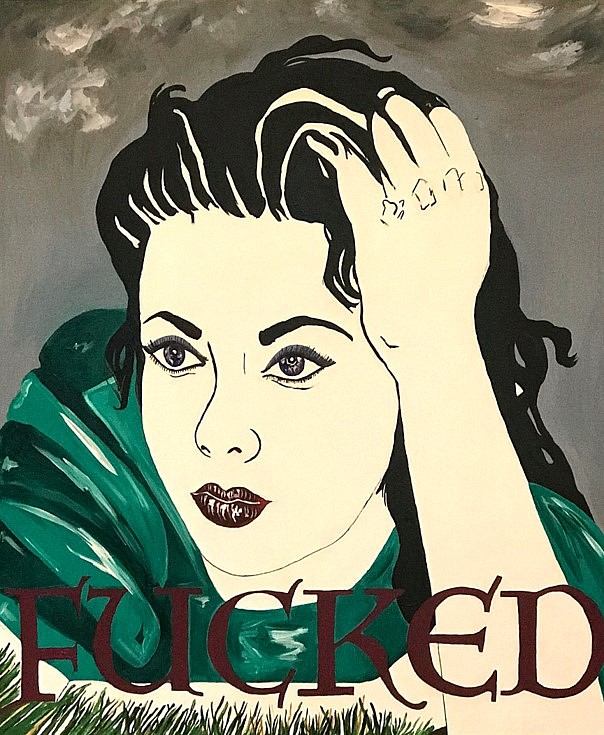 Kathe Burkhart
Fucked: From the Liz Taylor Series (Publicity still), 2020
acrylic and body jewelry on canvas, 95 x 80 cm