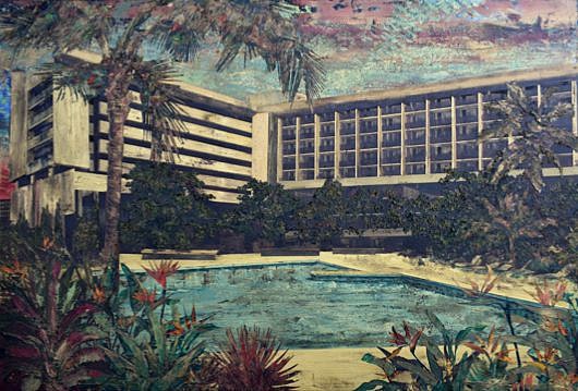 Rogelio Báez Vega
Cerromar Beach Hotel, Dorado, Puerto Rico, 2021
oil, beeswax and gold pigment on canvas, 48 x 72 in.