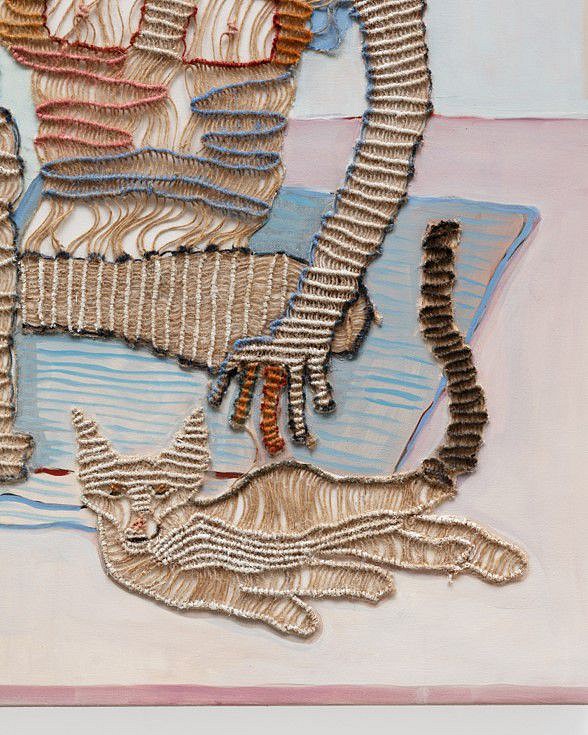 Sarah Cale
Duplexity (detail), 2022
oil, handwoven jute on canvas, 38 x 49 in.