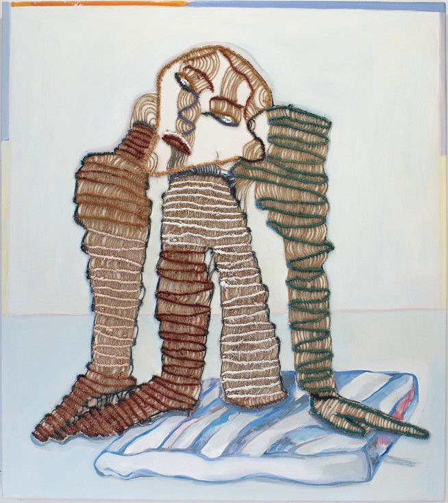 Sarah Cale
Laze, 2022
oil, handwoven jute on canvas, 36 x 32 in.