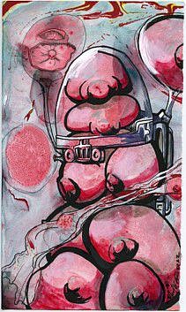 Ellen Wetmore
Naturally, Breasts need to explore space, 2022
acrylic and ink on paper, 11 x 6 1/2 in.