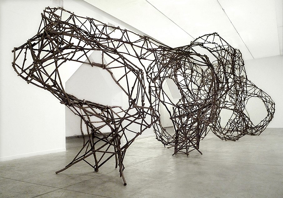 Camilo Guinot
Promiscuous Form, 2015
pruning branches and wooden dowels, 551 x 236 x 177 in.