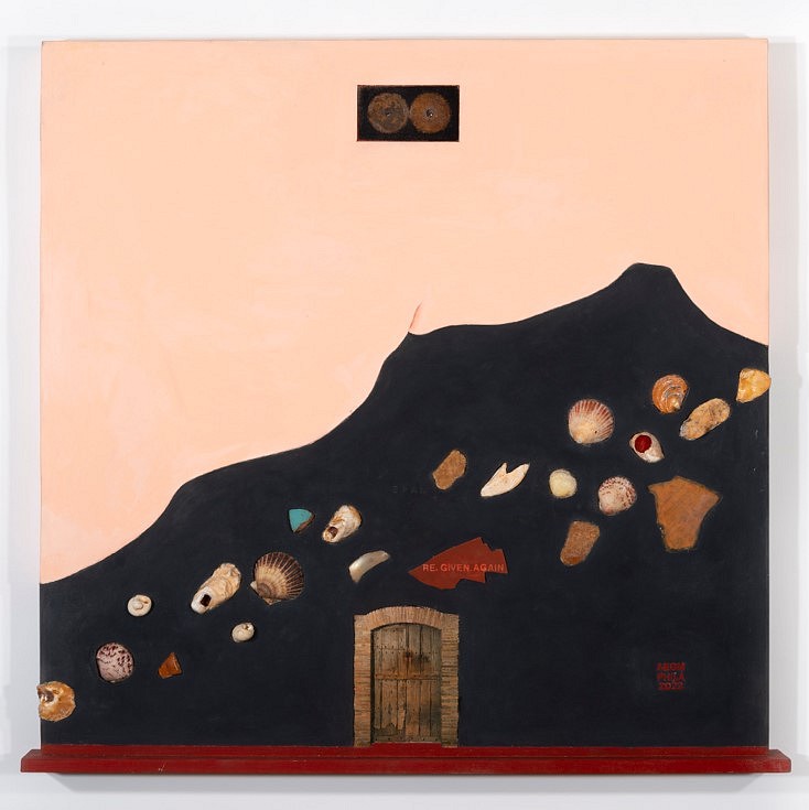 Anne Minich
Re-Given, Again, 2022
oil on wood/found material/collage, 25 3/4 x 26 3/4 in.