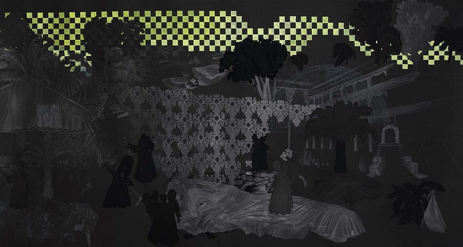 Alex Callender
they wrote to tell me of how it all ended, 2019
ink, graphite, and acrylic on paper, 90 x 48 in.