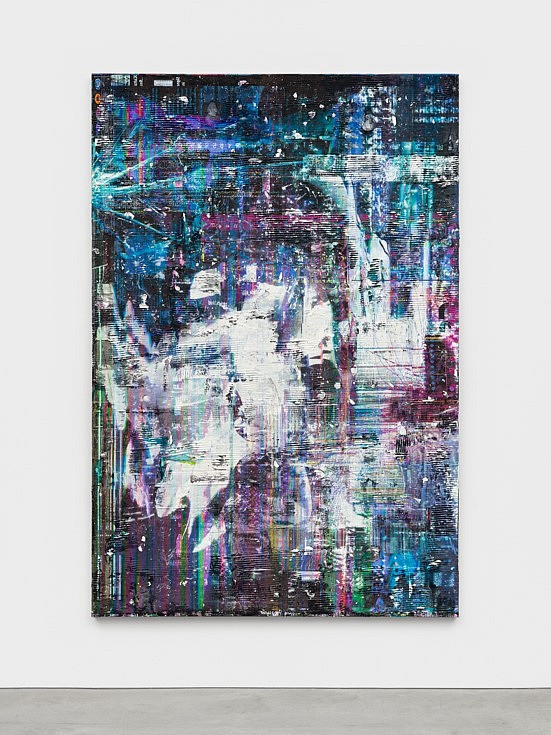 Chris Dorland
Untitled (stable diffusion), 2023
acrylic polymer, pigment, gesso, UV coating with aluminum stretcher bars on linen, 68 x 46 in.